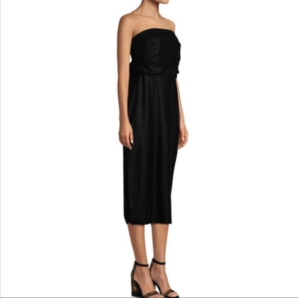 Shoshanna Roxford Black Strapless Velvet Midi Dress Size 4 Cocktail Evening - Picture 3 of 10